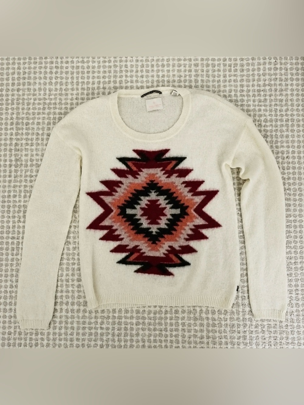 Maison Scotch Scotch & Soda Mohair Blend Geometric Sweater Size Small Ivory